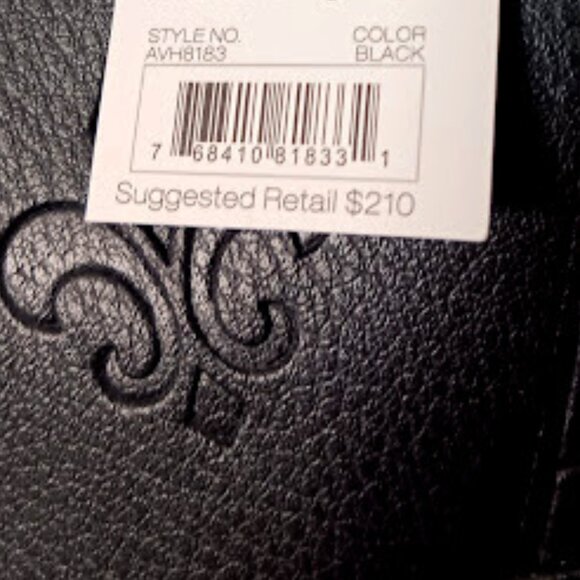 ADRIENNE VITTADINI 2pc Black Signature Fleur-De-Lis/AV Monogram Tote Bag + Pouch - Picture 9 of 12